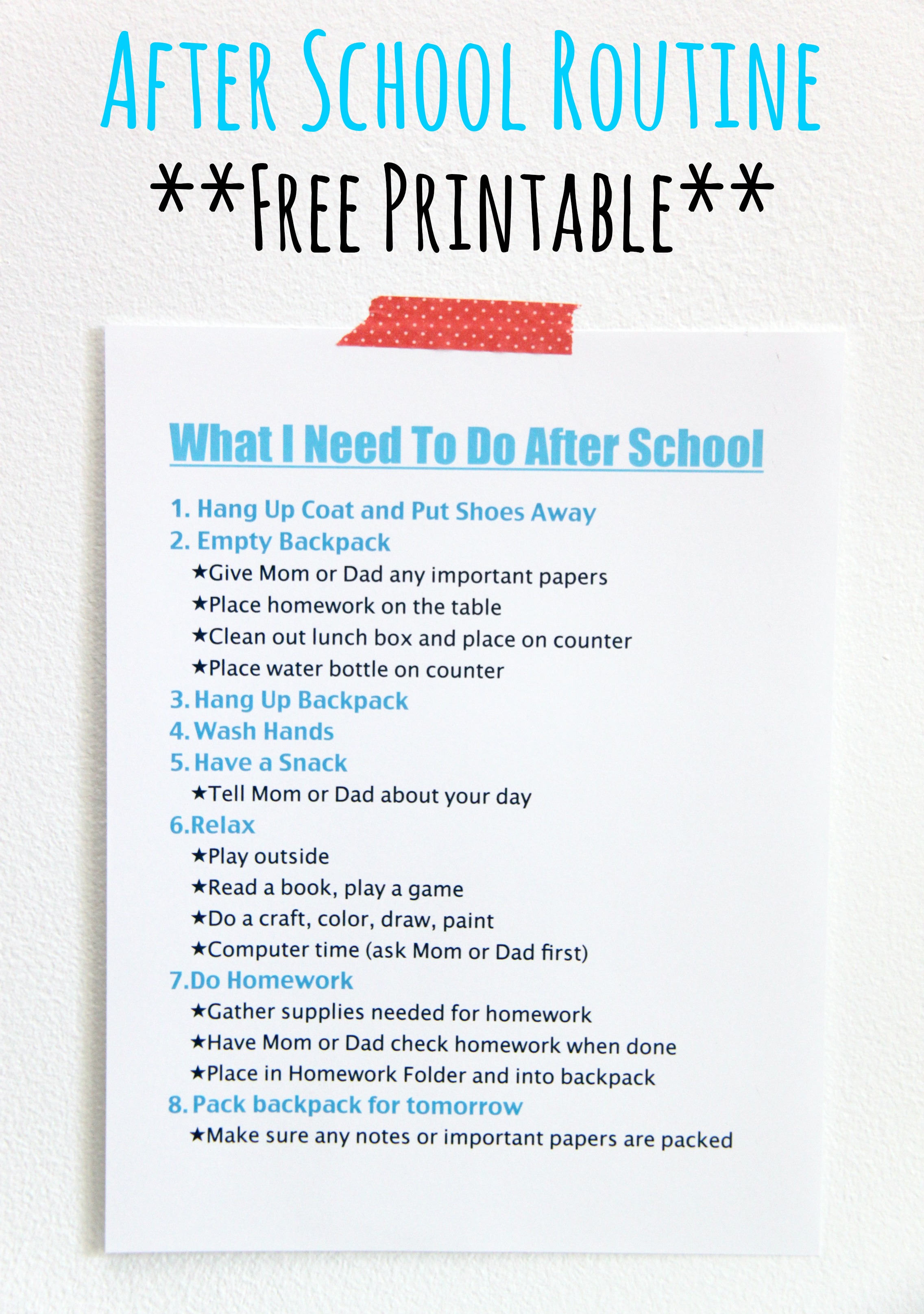 After School Routine FREE Printable after-school-routine-free-printable