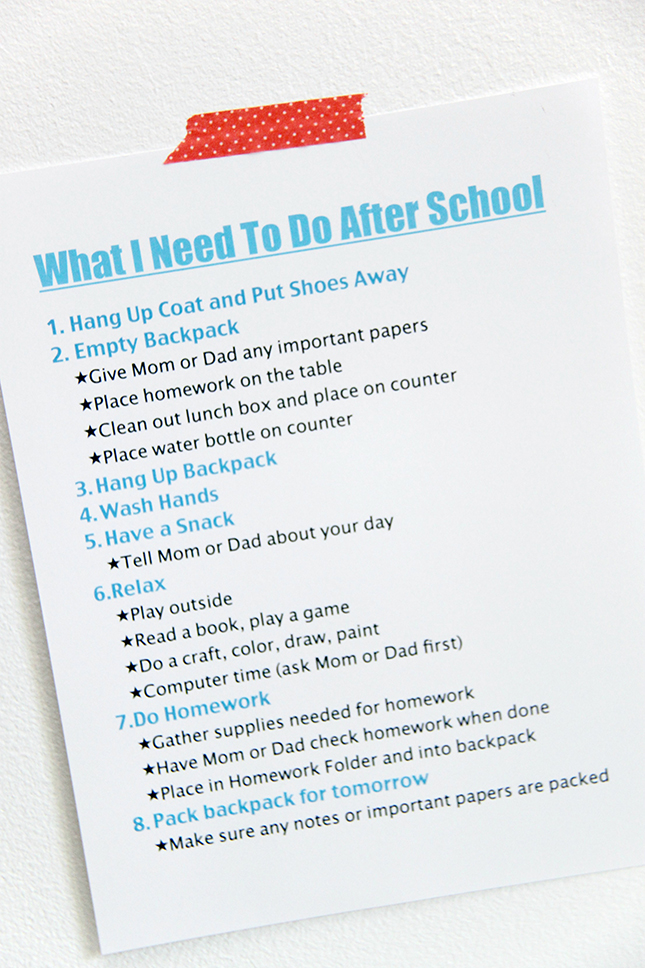 Back To School Routine Chart