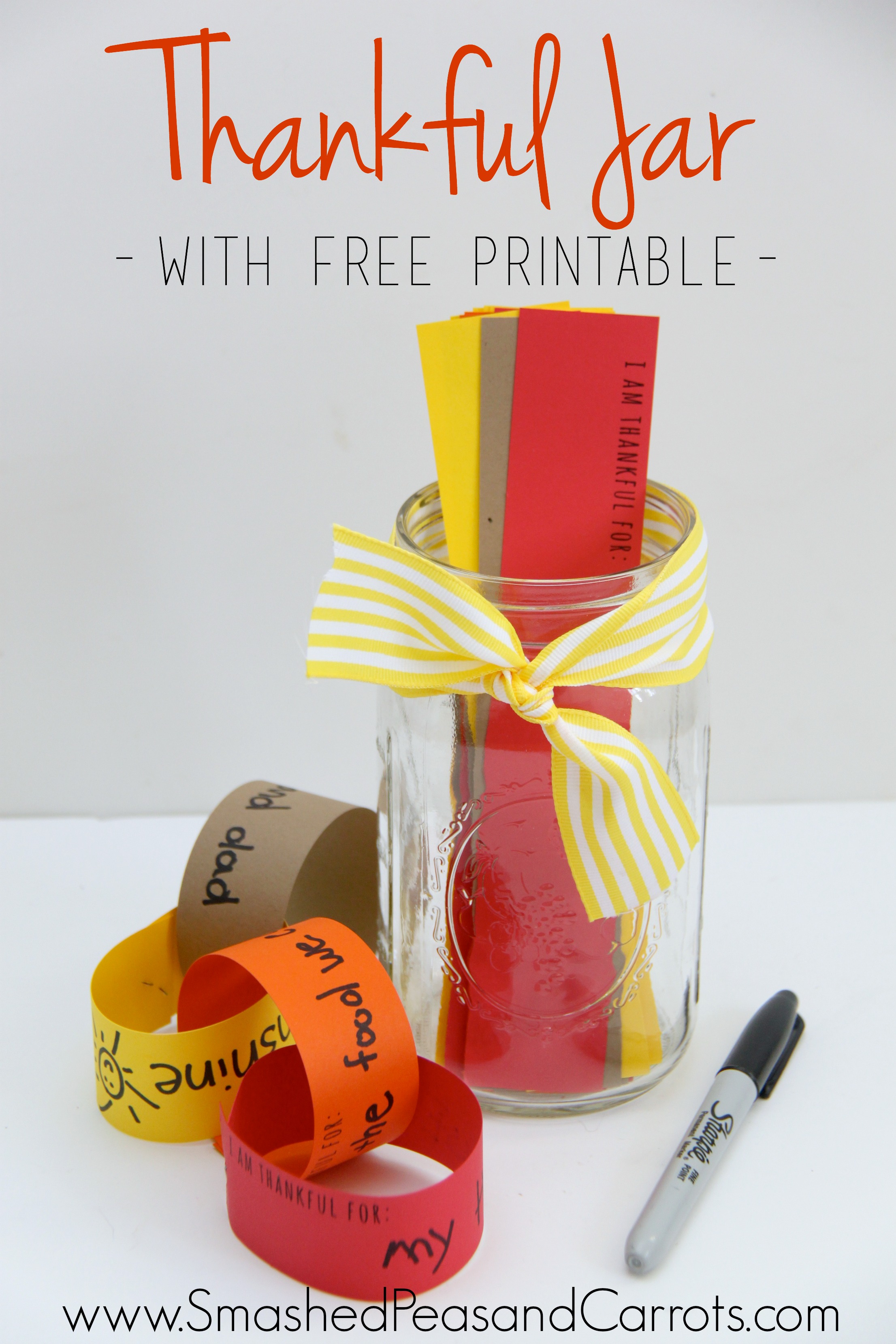 Thankful Jar with FREE Printable for a Thankful Paper Chain Smashed