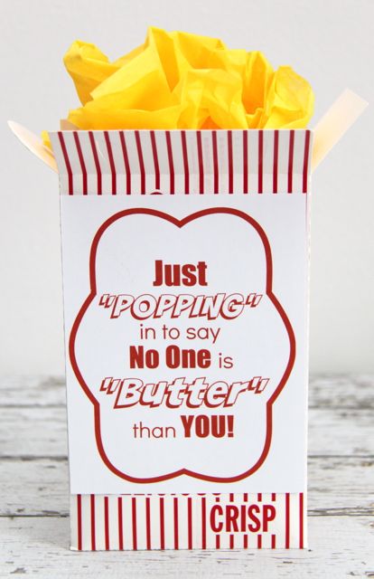 Thank you gift idea: Popcorn Box Free Printable // Smashed Peas and Carrots