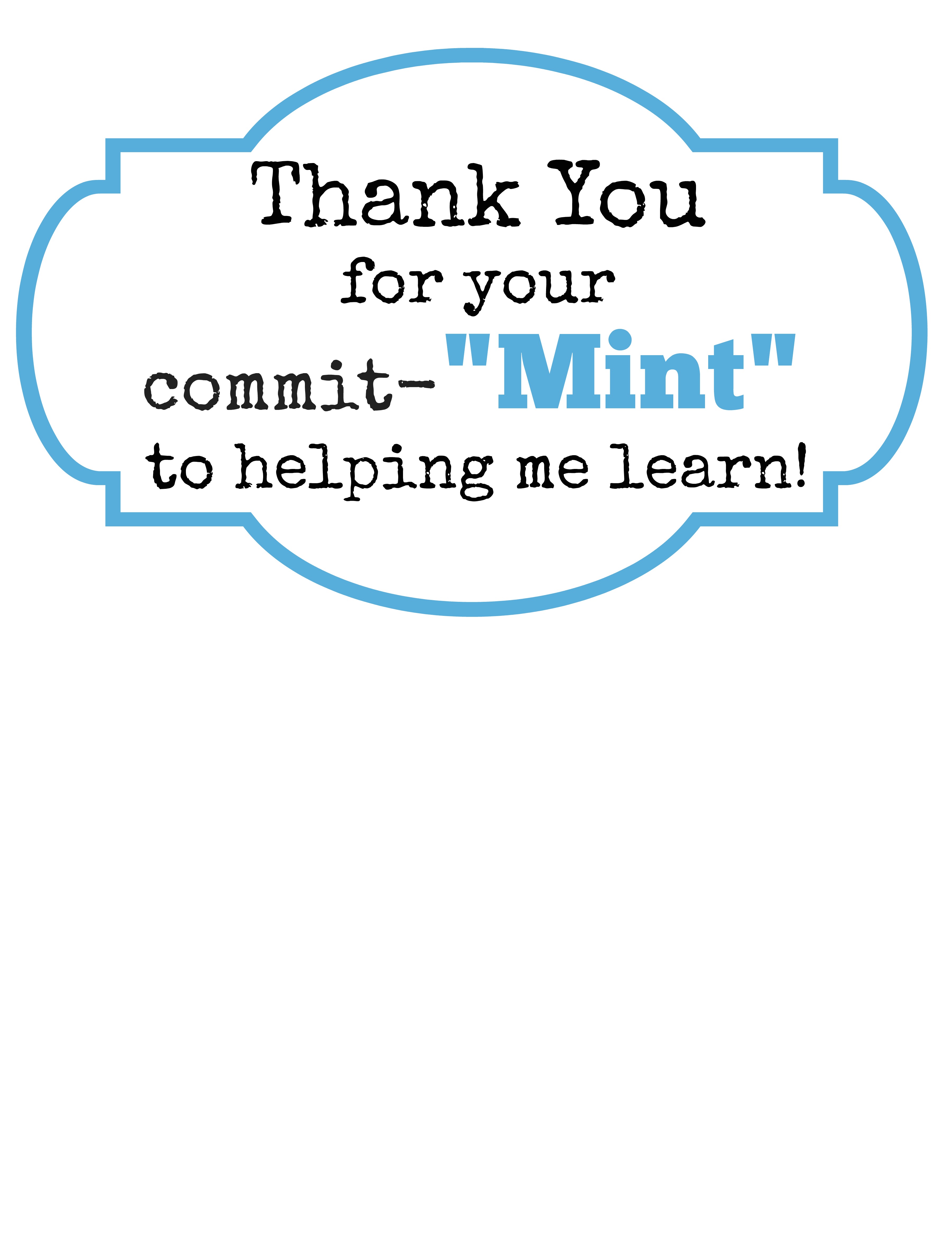 Thank You For Your Commit Mint Free Printable