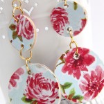 Floral Wooden Circle Earrings