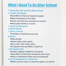 After School Routine-FREE Printable