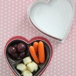 Valentine Bento Snack Box using a empty chocolate heart box
