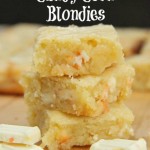 White Chocolate Candy Corn Blondies Recipe // SmashedPeasandCarrots.com