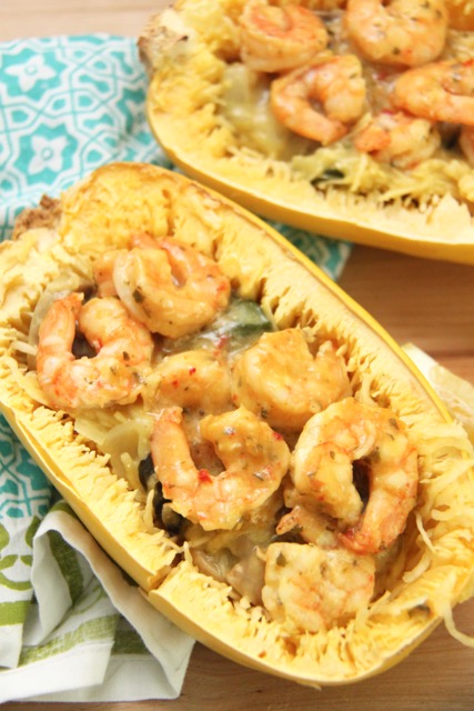 Recipe: Skinny Creamy Garlic Shrimp with Spaghetti Squash - Smashed ...