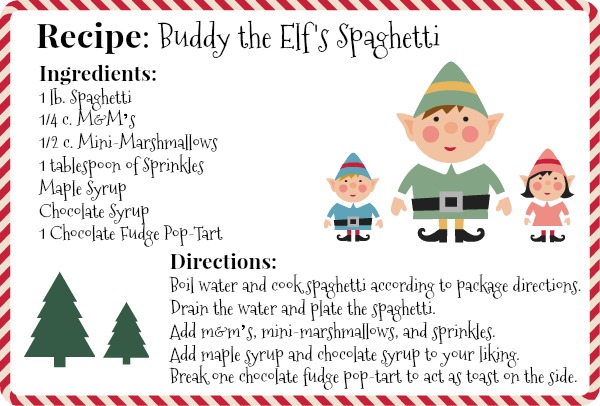 Elf Movie Spaghetti Recipe Gift Idea