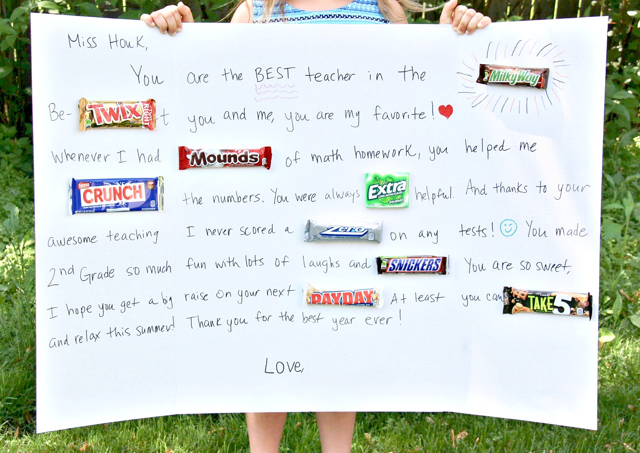 teacher appreciation candy posterboard