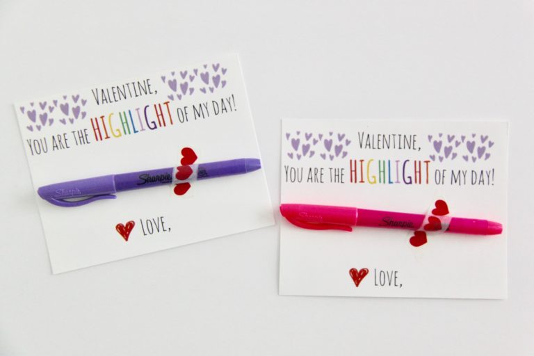 Highlighter Valentine Card with Free Printable - Smashed Peas &amp; Carrots