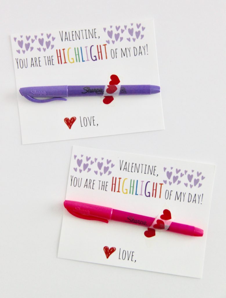 Highlighter Valentine Card with Free Printable - Smashed Peas & Carrots