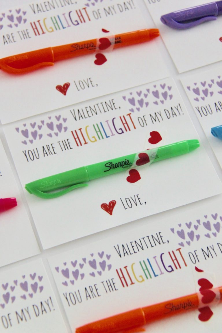 Highlighter Valentine Card with Free Printable - Smashed Peas & Carrots