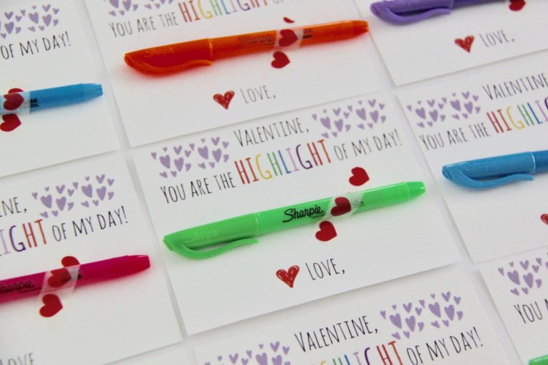 Highlighter Valentine Card with Free Printable - Smashed Peas &amp; Carrots